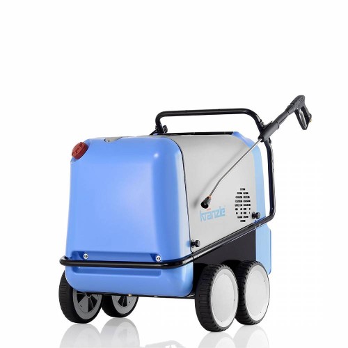 ujęcie myjki ciśnieniowej Kranzle  therm 1400 rp ts,  solidna myjka na 4 kolach, w kolorze niebiesko szarym , z pistoletem i lancą