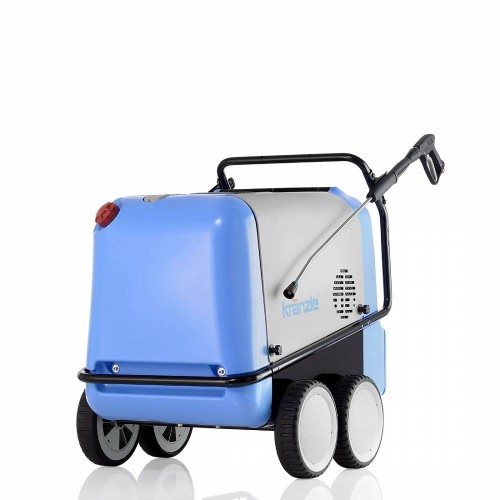 ujęcie myjki ciśnieniowej Kranzle  therm 1000 rp ts,  solidna myjka na 4 kolach, w kolorze niebiesko szarym , z pistoletem i lancą